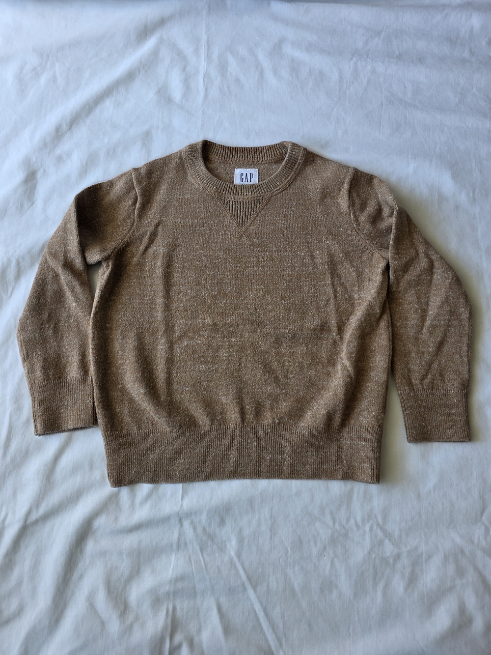 GAP Kids Crewneck Sweater in Heather Tan